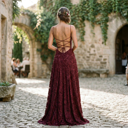Selene - Elegant Lace Maxi Evening Gown for Formal Events