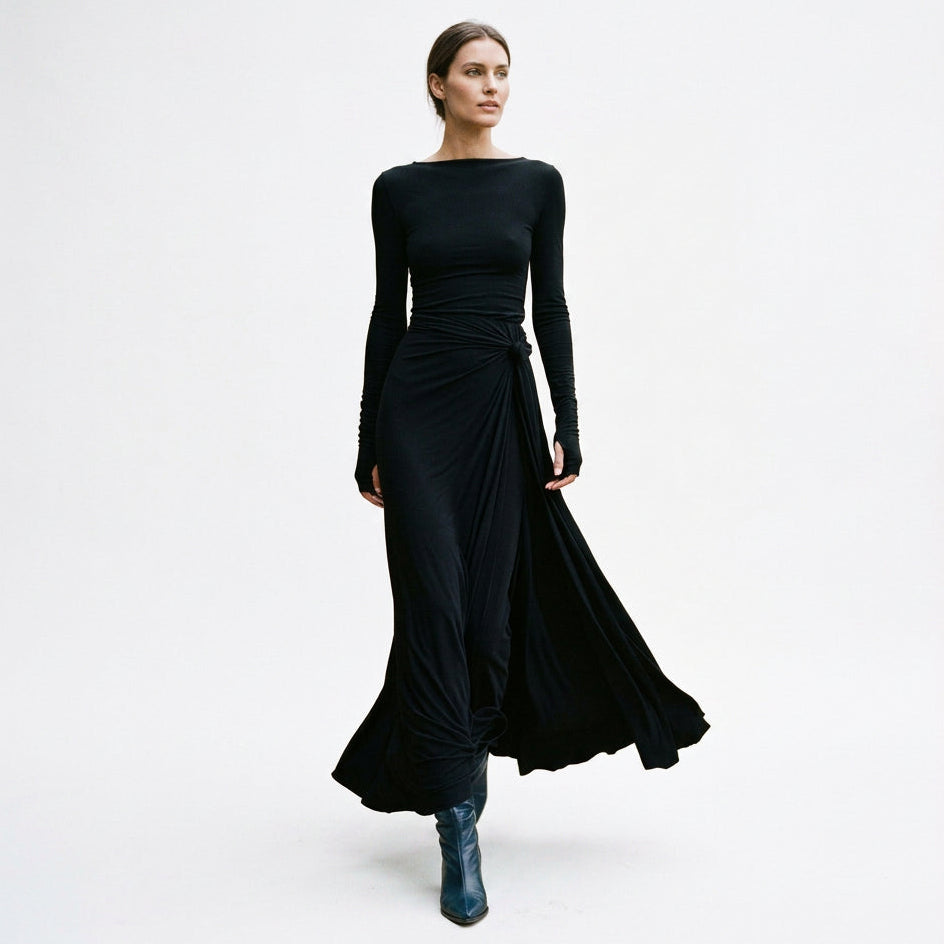 Clara - Elegant Grey Wrap Maxi Dress for Women