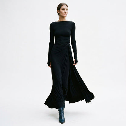 Clara - Elegant Grey Wrap Maxi Dress for Women