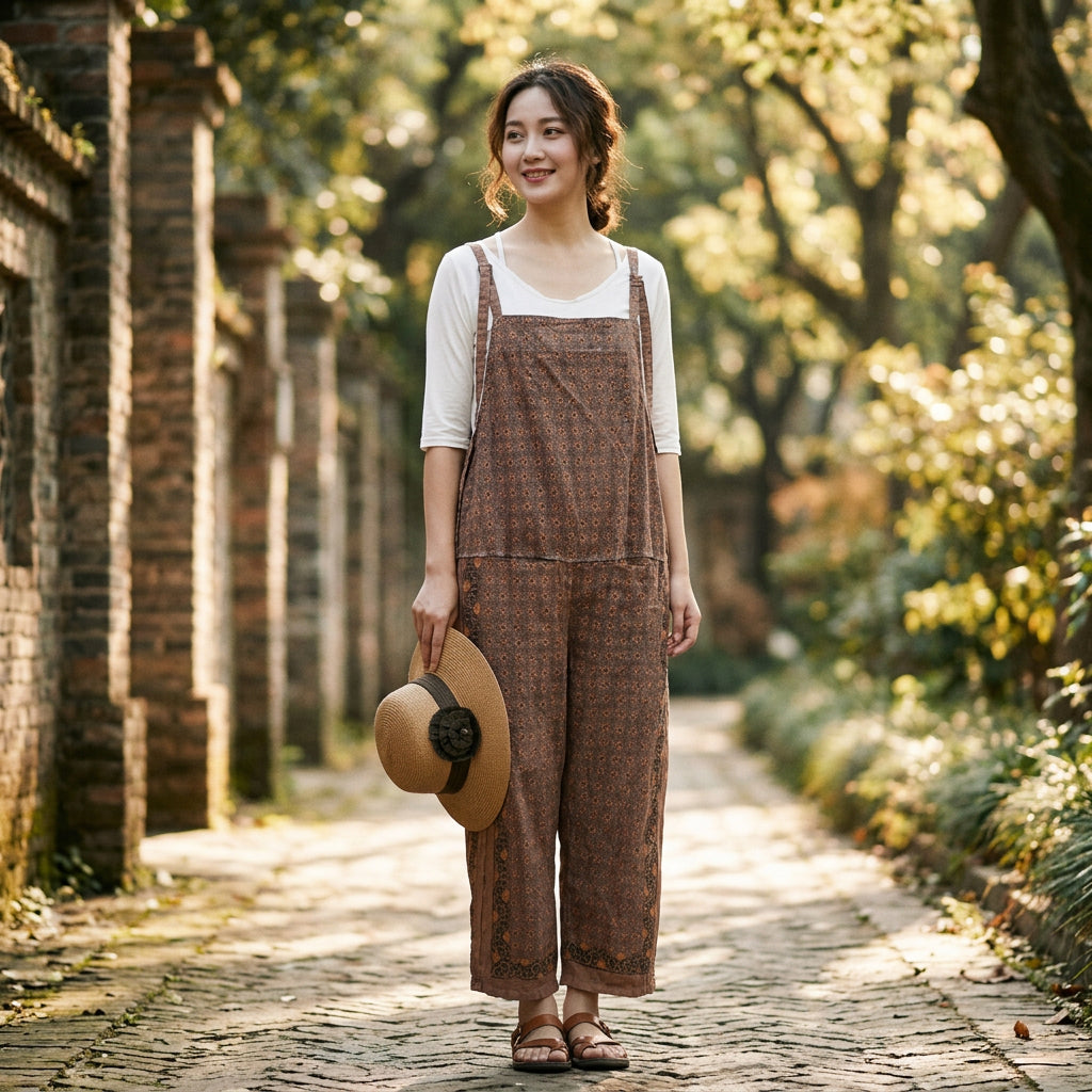 Ivanna - Oversized Cotton Patchwork Jumpsuit Pants
