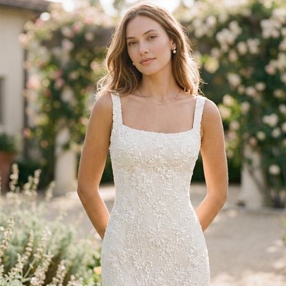 Valentina - Elegant Floral Lace Midi Dress for Women