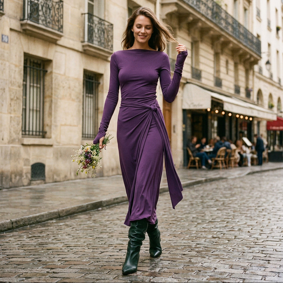 Clara - Elegant Grey Wrap Maxi Dress for Women