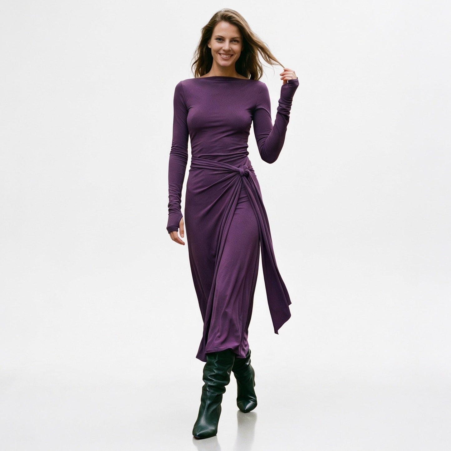Clara - Elegant Grey Wrap Maxi Dress for Women