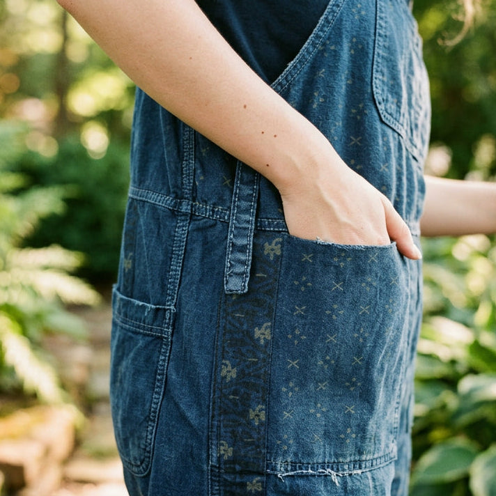 Ivanna - Oversized Cotton Patchwork Jumpsuit Pants