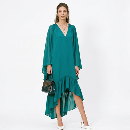Lavinia - Elegant Chiffon Maxi Dress With Sleeves