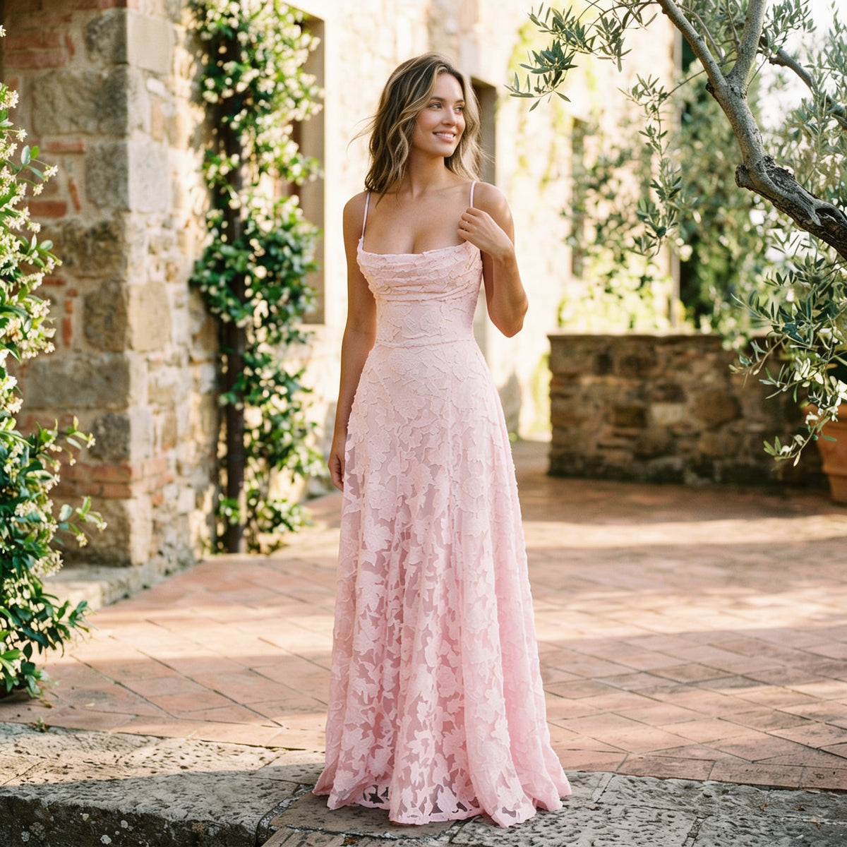Selene - Elegant Lace Maxi Evening Gown for Formal Events
