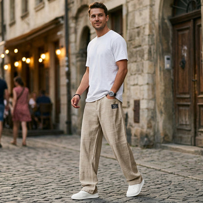 Gabriel - Elegant Wide Leg Linen Pants for Men