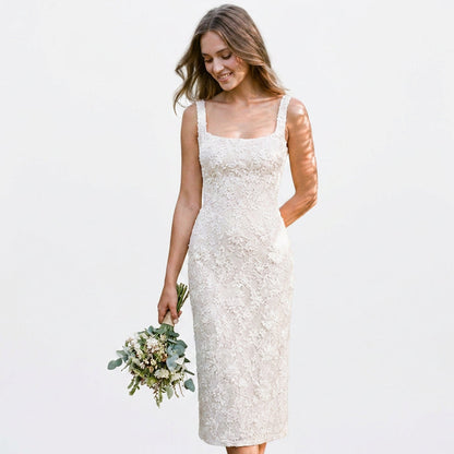 Valentina - Elegant Floral Lace Midi Dress for Women