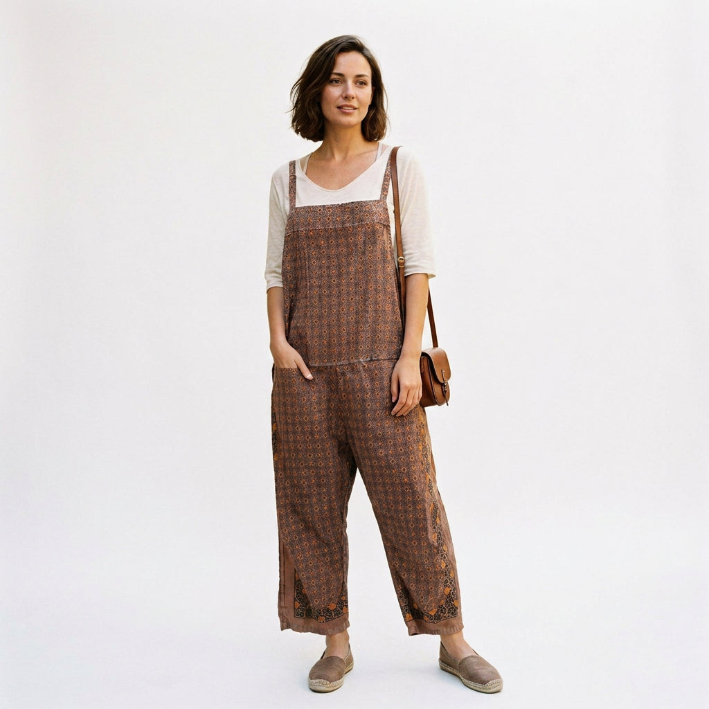 Ivanna - Oversized Cotton Patchwork Jumpsuit Pants