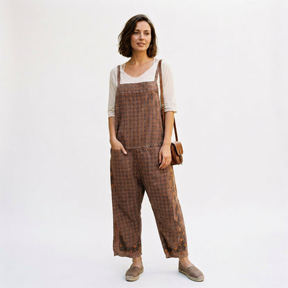 Ivanna - Oversized Cotton Patchwork Jumpsuit Pants