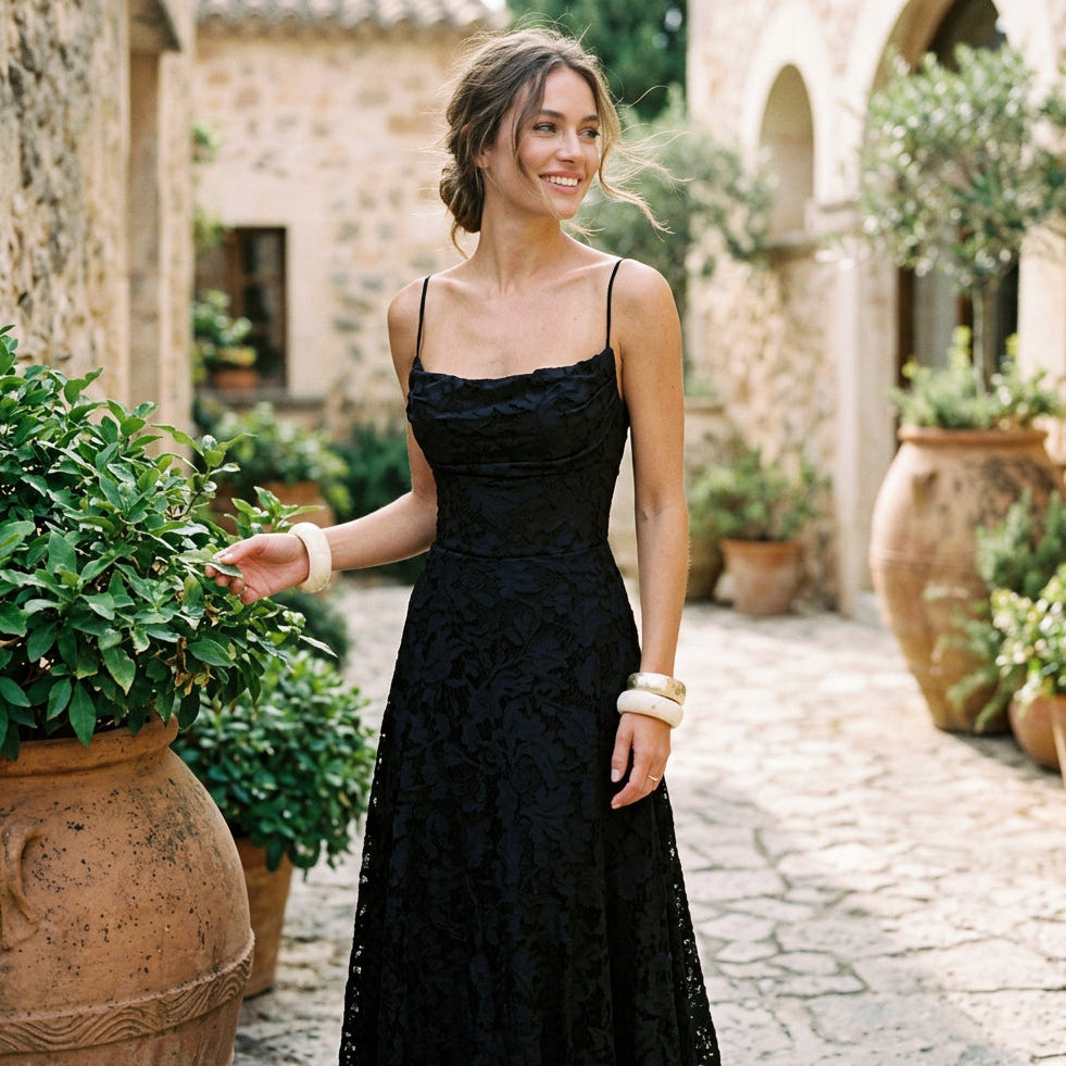 Selene - Elegant Lace Maxi Evening Gown for Formal Events