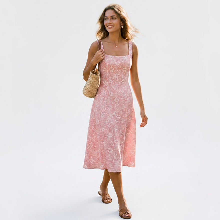 Valentina - Elegant Floral Lace Midi Dress for Women