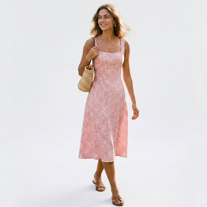 Valentina - Elegant Floral Lace Midi Dress for Women