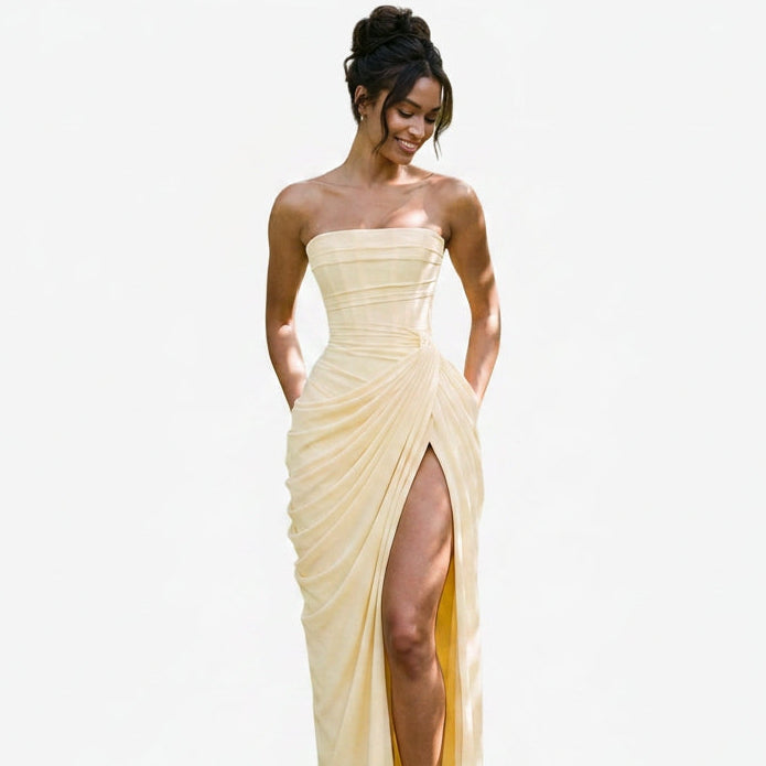 Tracy - Elegant Strapless Maxi Dress for Women