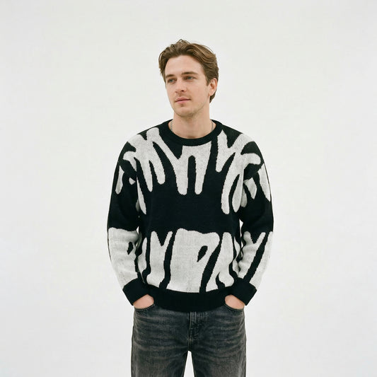 Abstract Knit Mens Sweater for Winter