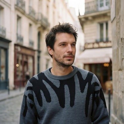 Abstract Knit Mens Sweater for Winter