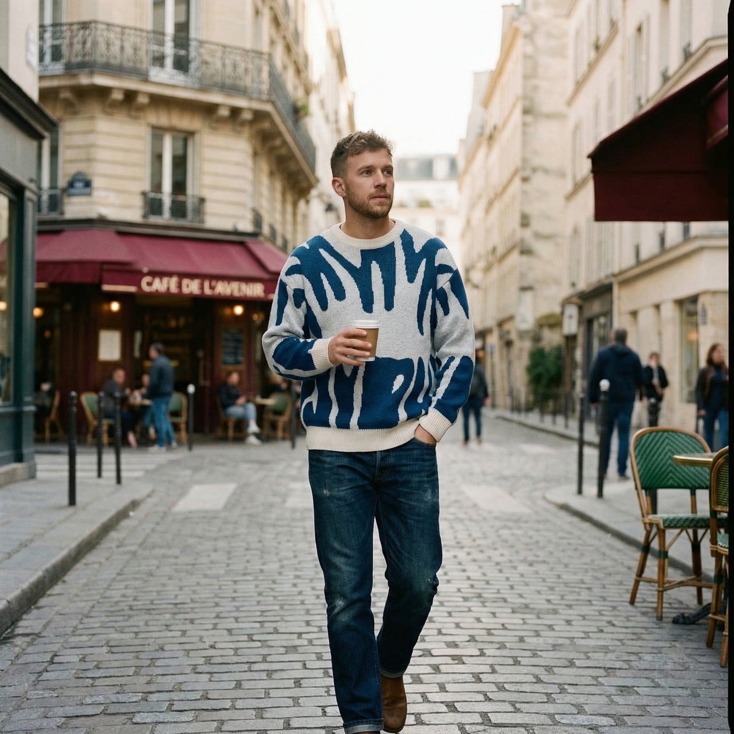 Abstract Knit Mens Sweater for Winter