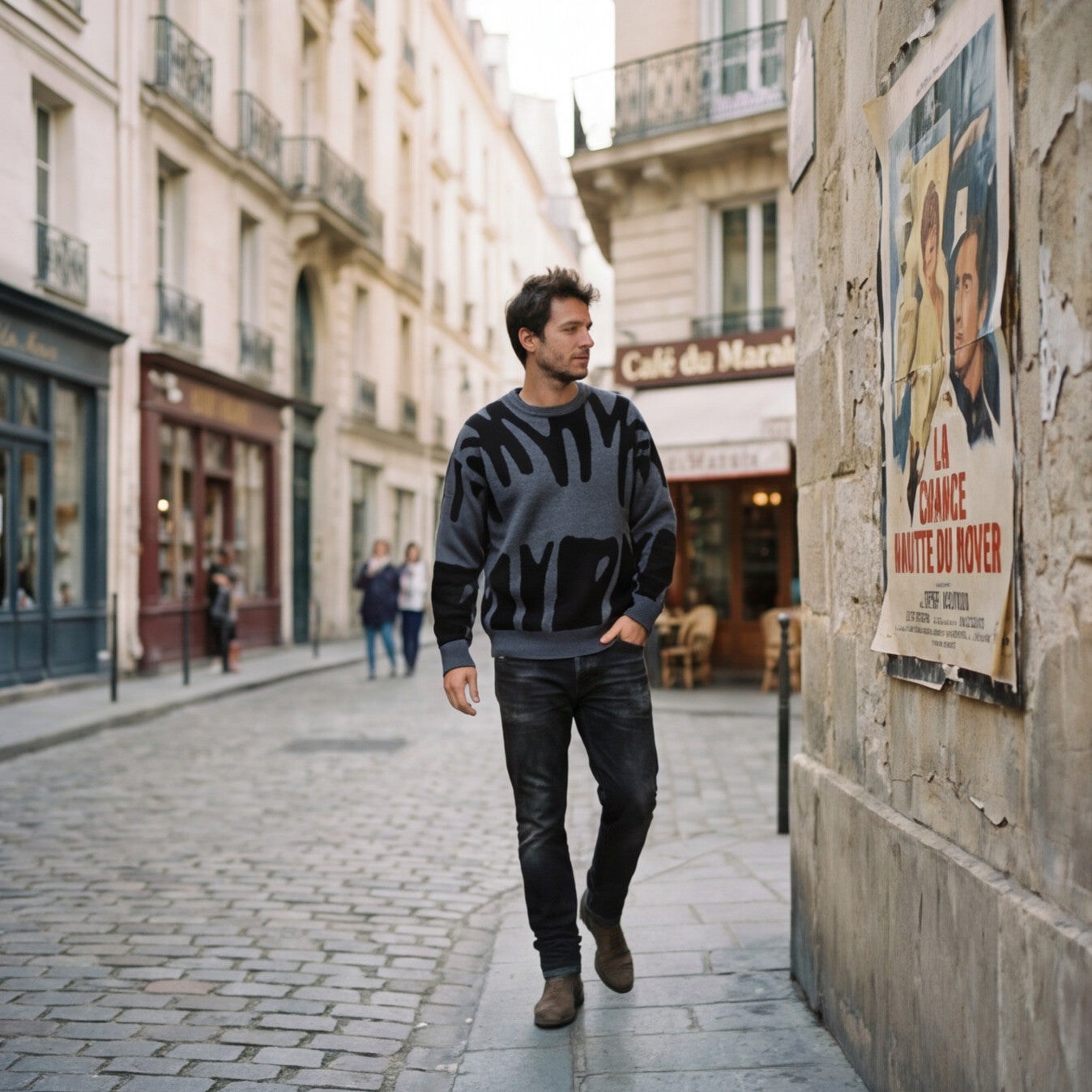Abstract Knit Mens Sweater for Winter