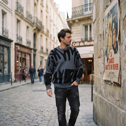 Abstract Knit Mens Sweater for Winter