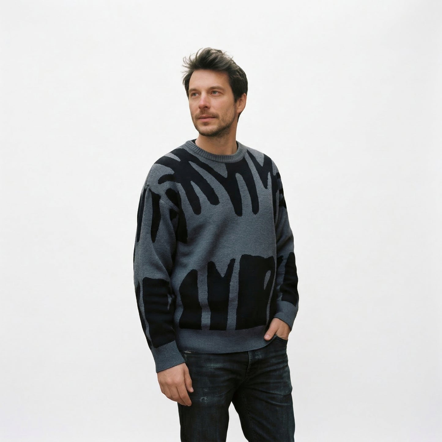 Abstract Knit Mens Sweater for Winter