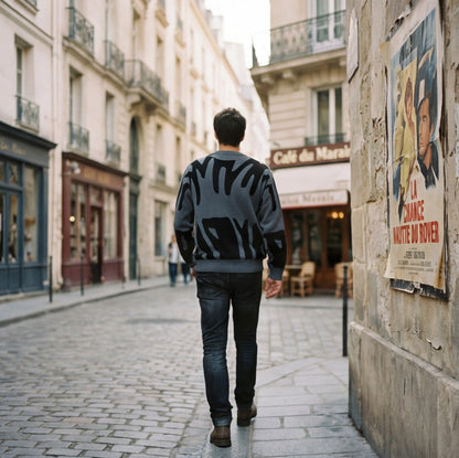 Abstract Knit Mens Sweater for Winter