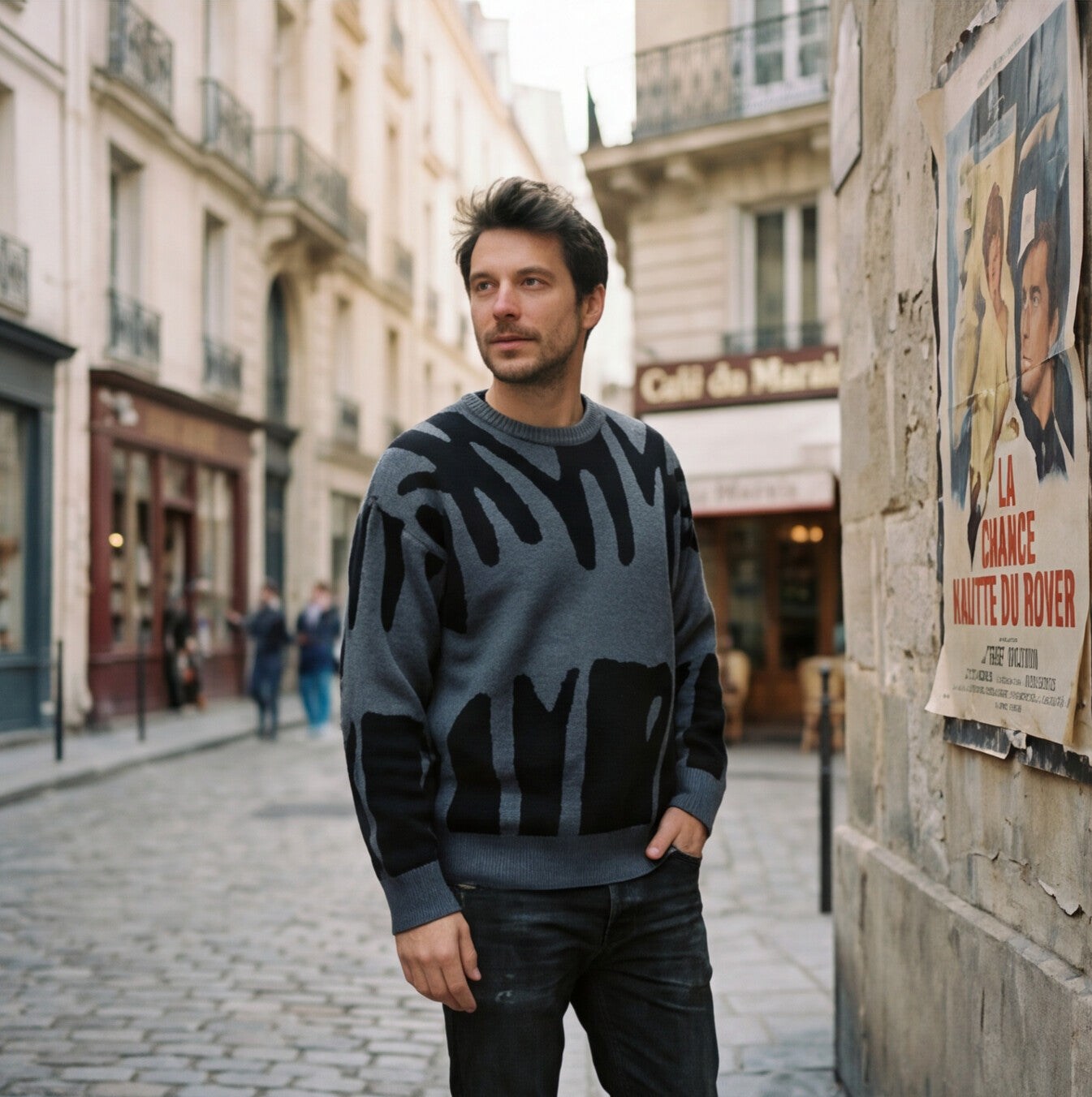 Abstract Knit Mens Sweater for Winter