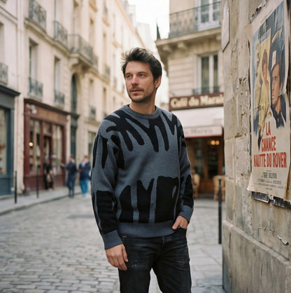 Abstract Knit Mens Sweater for Winter