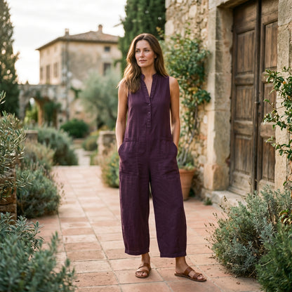 Alexa - Elegant Linen Blend Sleeveless Jumpsuit DONE 05-29-2026