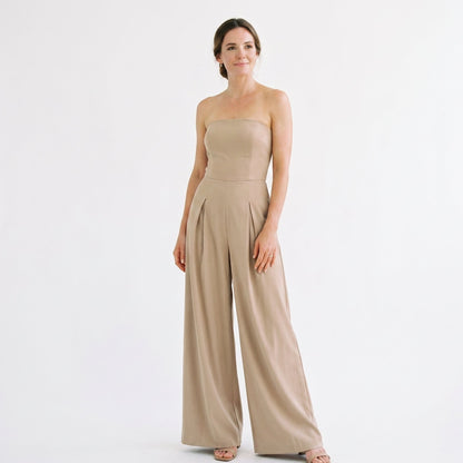 Althea - Elegant Strapless Wide-Leg Jumpsuit