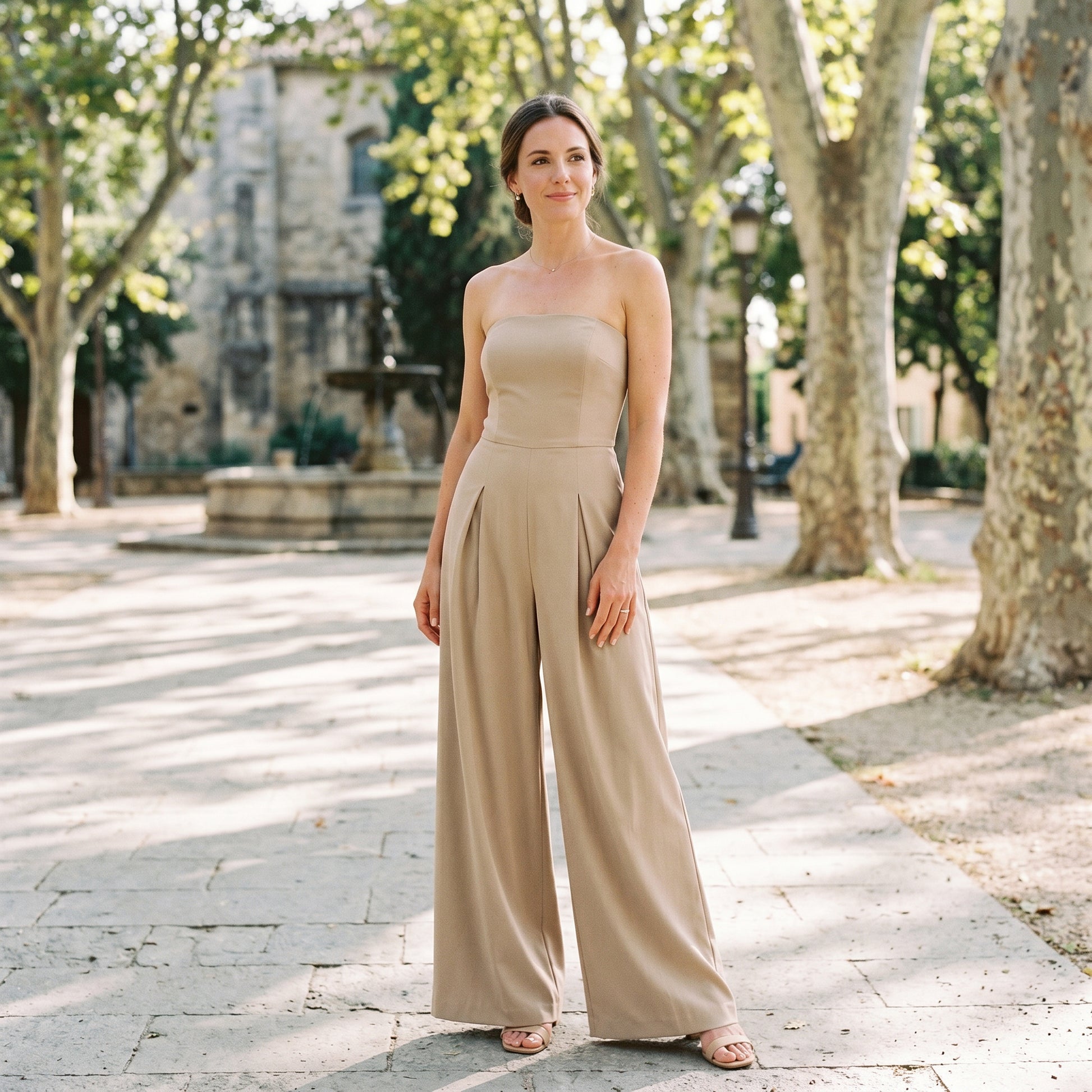 Althea - Elegant Strapless Wide-Leg Jumpsuit