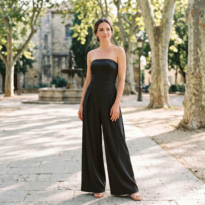 Althea - Elegant Strapless Wide-Leg Jumpsuit