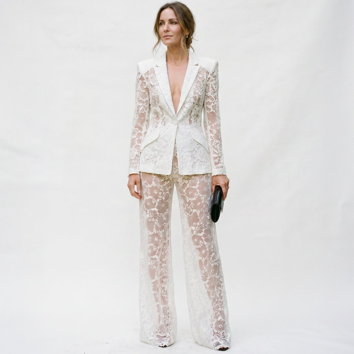 Amanda - Elegant Sheer Lace Women's Two Piece Set