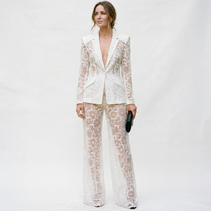 Amanda - Elegant Sheer Lace Women's Two Piece Set