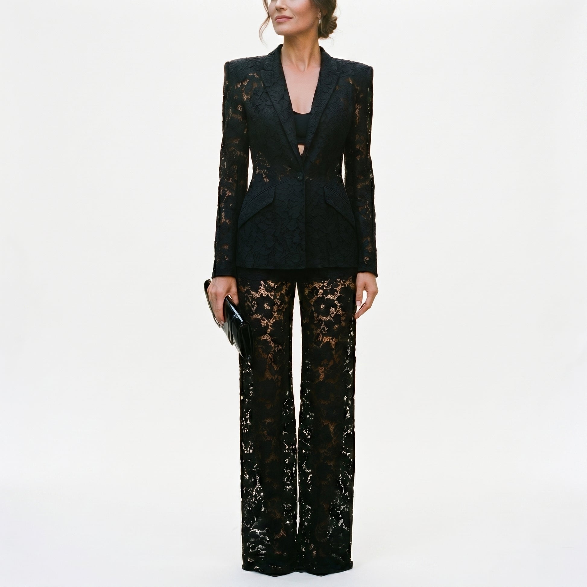 Amanda - Elegant Sheer Lace Women's Two Piece Set