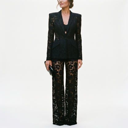 Amanda - Elegant Sheer Lace Women's Two Piece Set