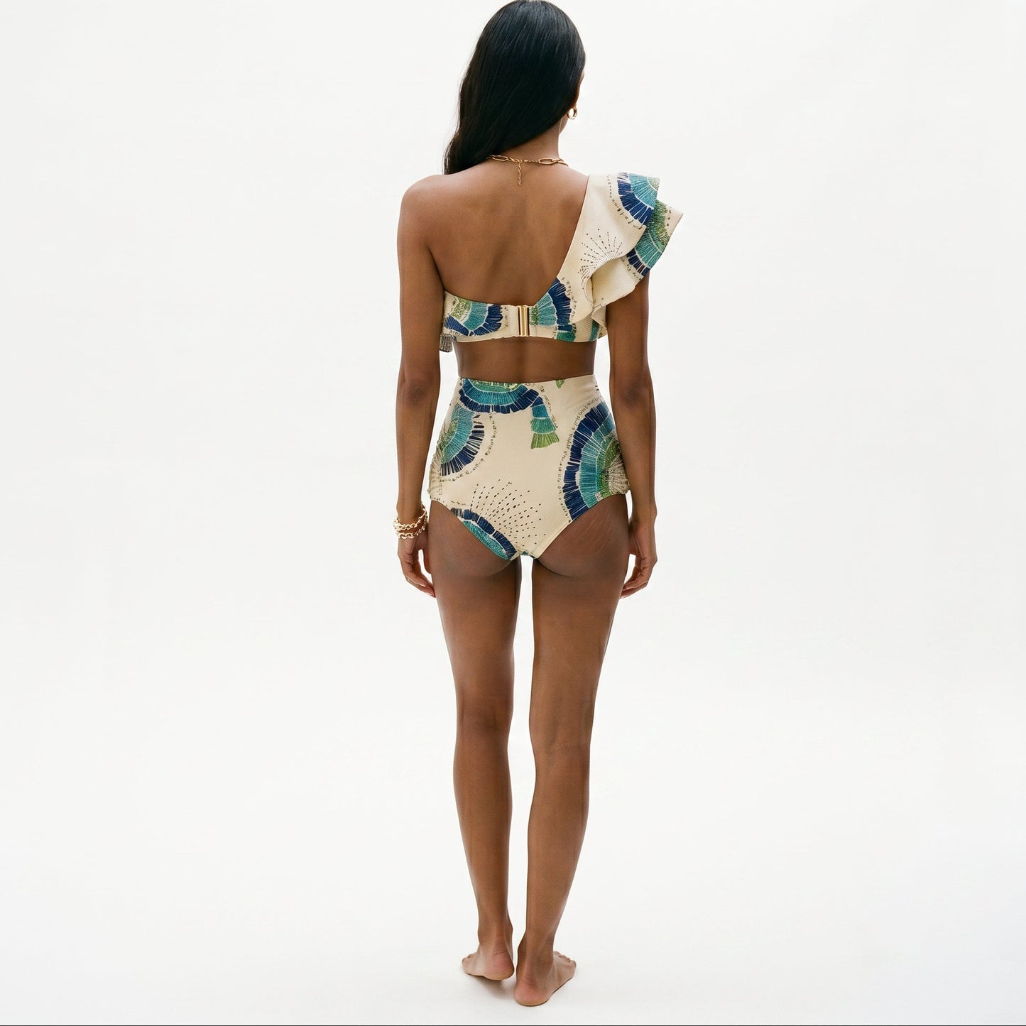 Amara - Artistic One-Shoulder High-Waist Bikini Set} DONE
