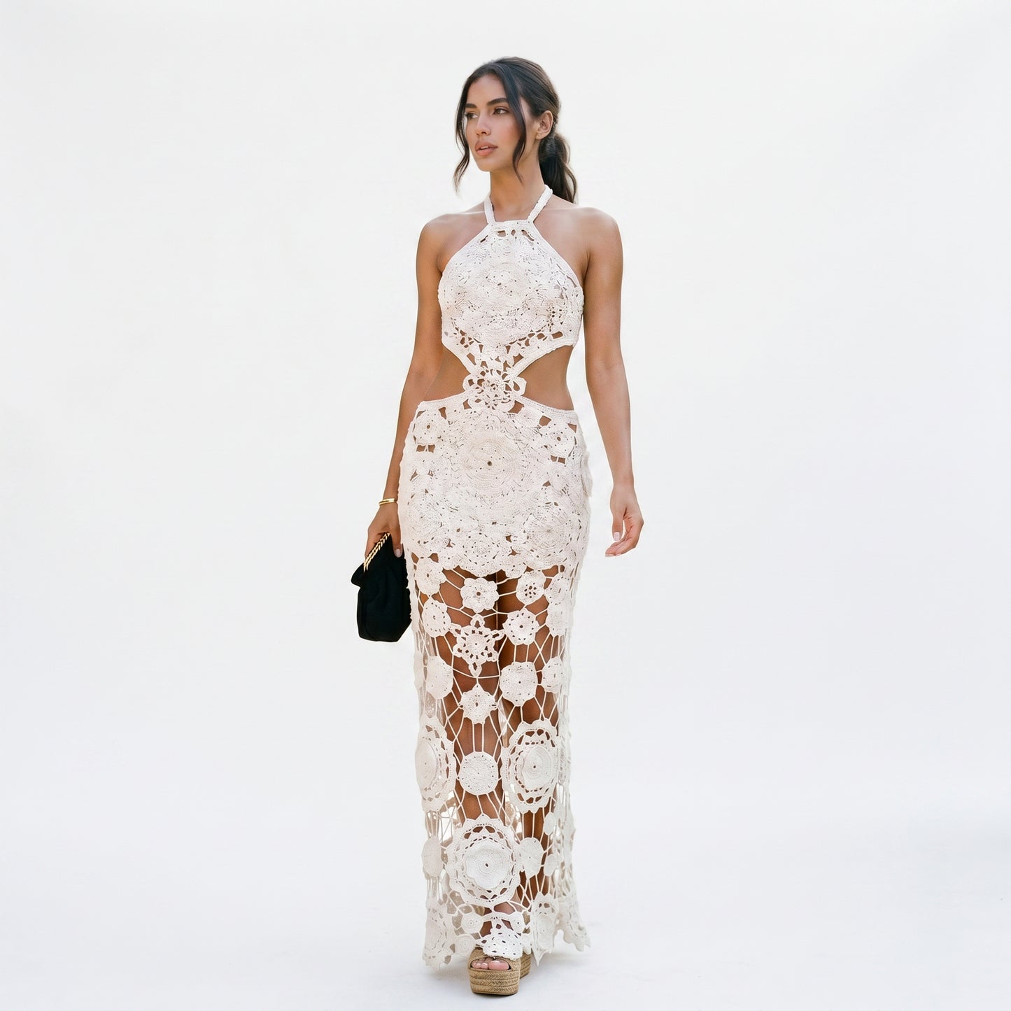 Amara - Elegant Crochet Cut Out Maxi Dress DONE