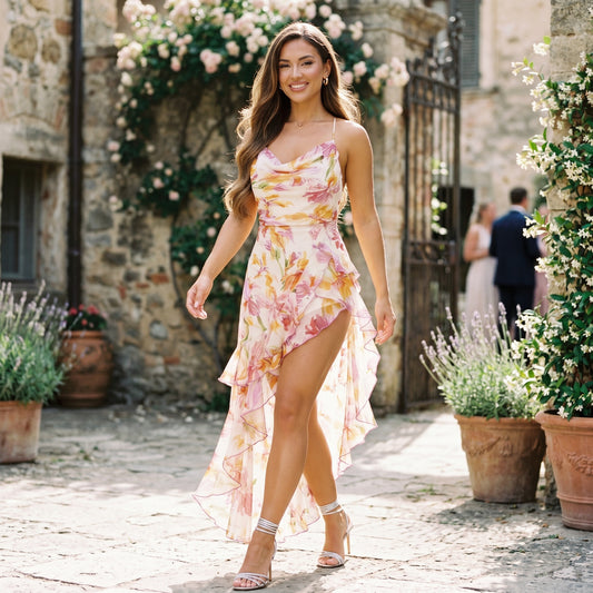 Amara - Elegant Floral Summer Midi Dress for Weddings DONE