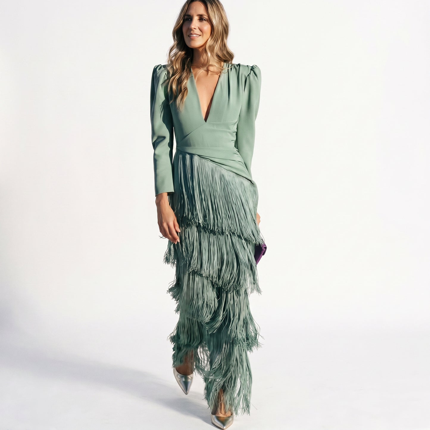 Amara - Elegant Fringe Detail Maxi Dress DONE