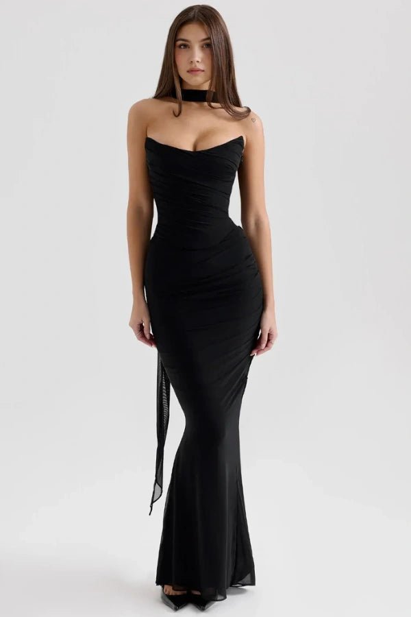 Amara - Elegant Black Corset Top Dress for Special Occasions 1
