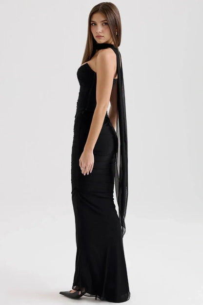 Amara - Elegant Black Corset Top Dress for Special Occasions 3