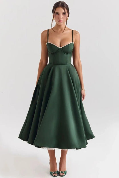 Amara - Elegant Satin Midi Dress for Women in Blush Pink 10
