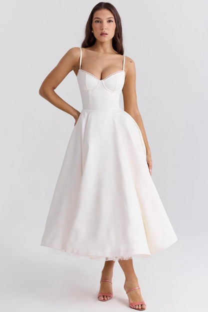 Amara - Elegant Satin Midi Dress for Women in Blush Pink 12