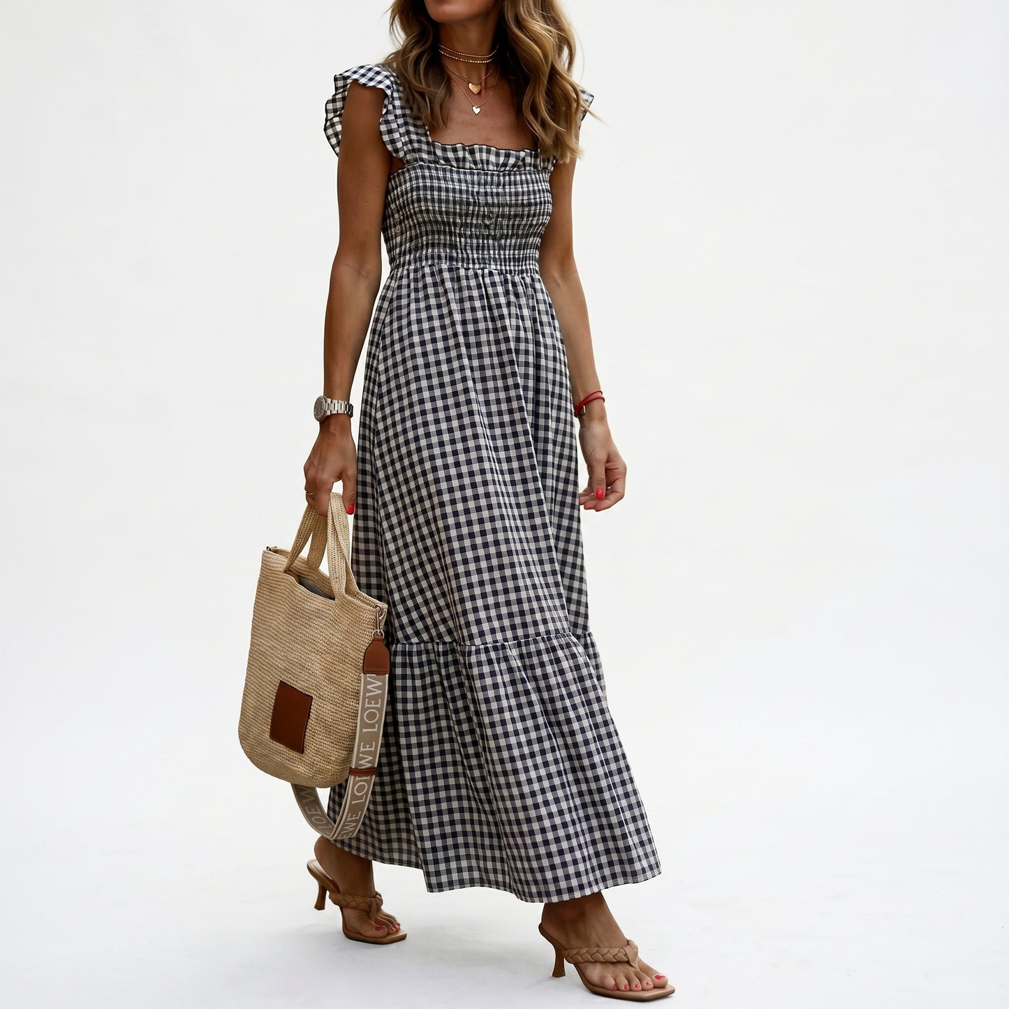Amelia - Charming Gingham Maxi Dress DONE