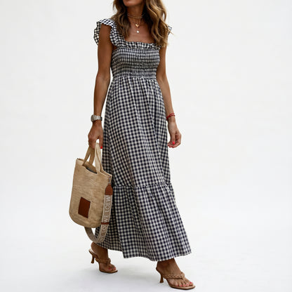 Amelia - Charming Gingham Maxi Dress DONE