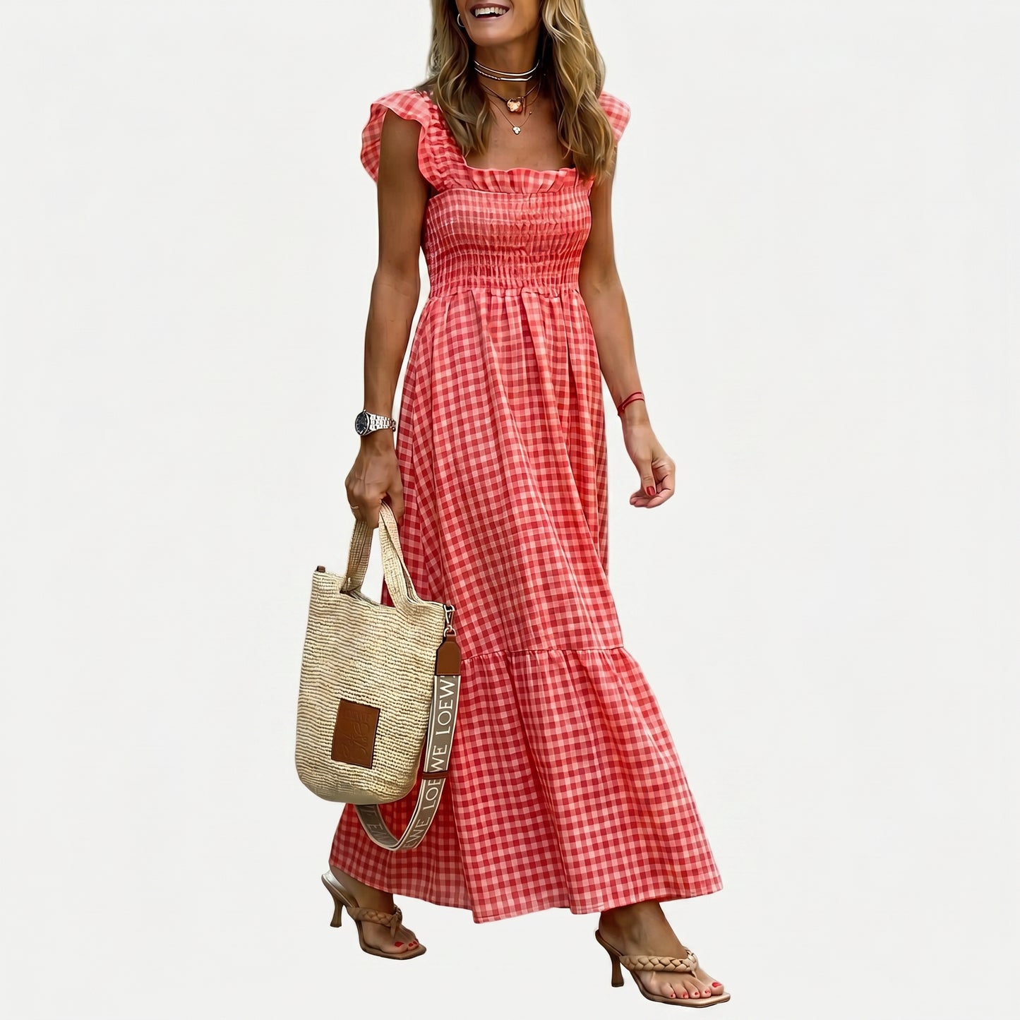 Amelia - Charming Gingham Maxi Dress DONE