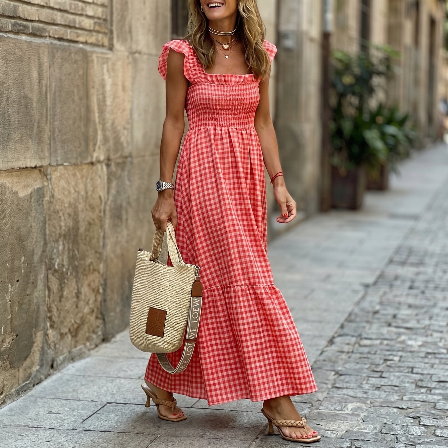 Amelia - Charming Gingham Maxi Dress DONE