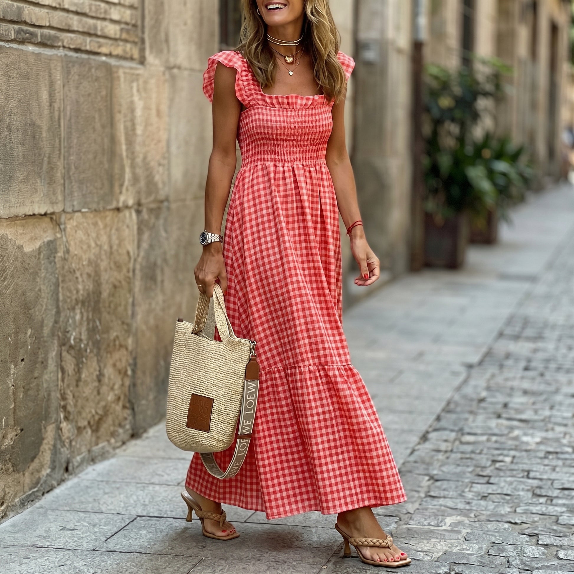 Amelia - Charming Gingham Maxi Dress DONE