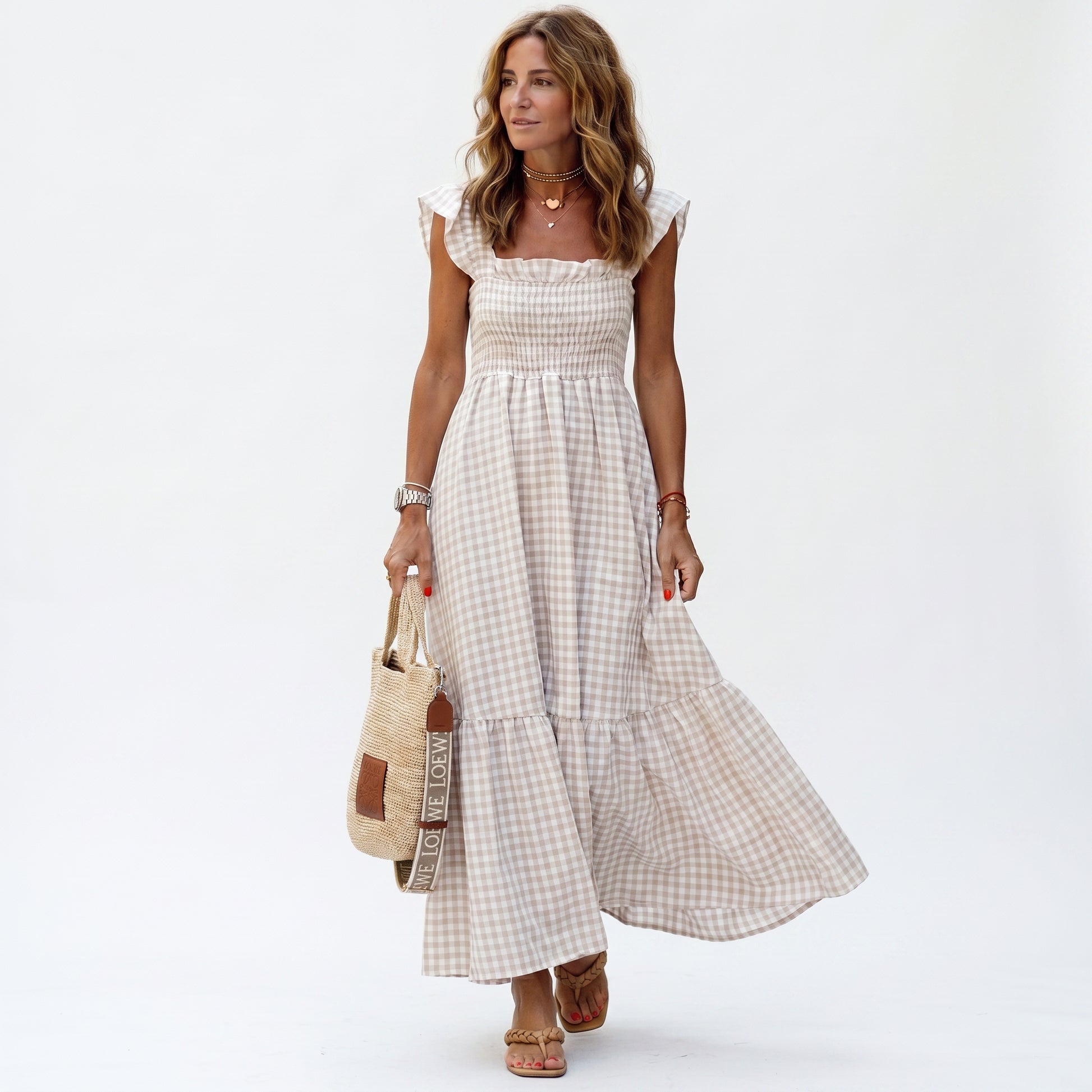 Amelia - Charming Gingham Maxi Dress DONE
