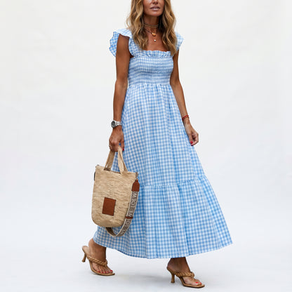 Amelia - Charming Gingham Maxi Dress DONE